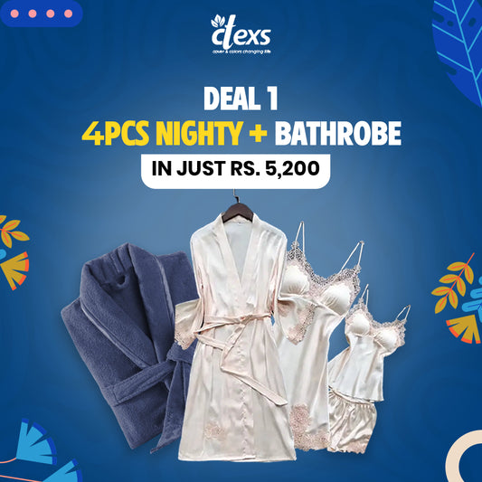 Deal 1 4 pcs Nighty + Bathrobe