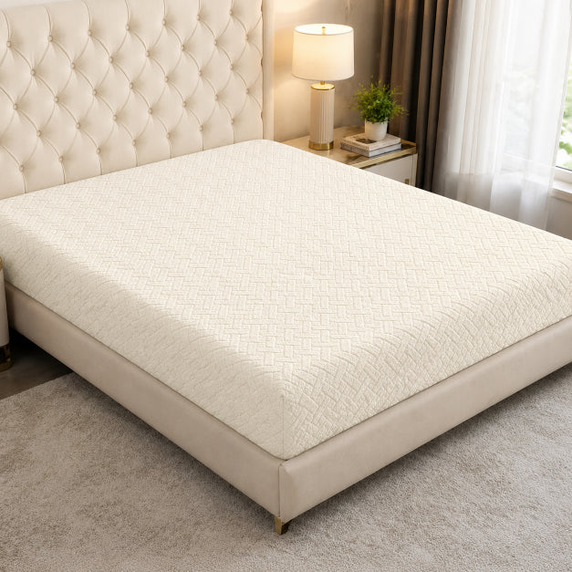 Stripe Jacquard Bed Fitted - Off White