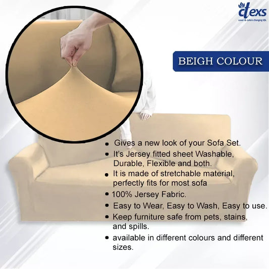 Jersey Sofa Cover - Beigh