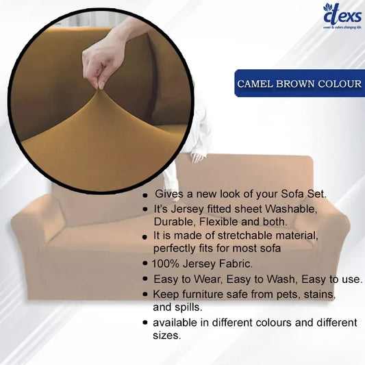 Jersey Sofa Cover - Camel Brown