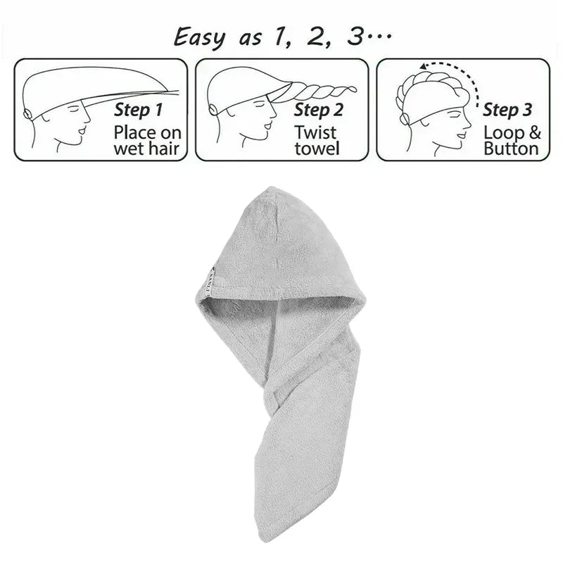 Hair Drying Turban Towel - TURBIE CAP - Light Grey