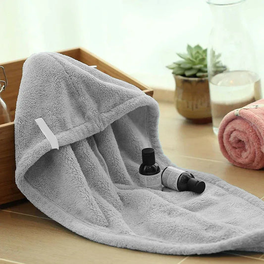 Hair Drying Turban Towel - TURBIE CAP - Light Grey