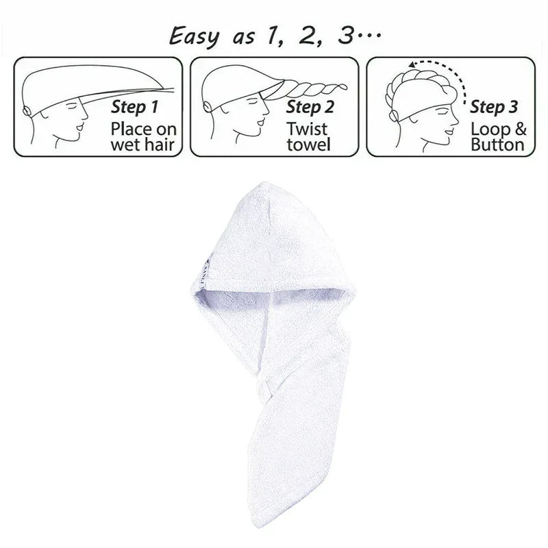 Hair Drying Turban Towel - TURBIE CAP - White