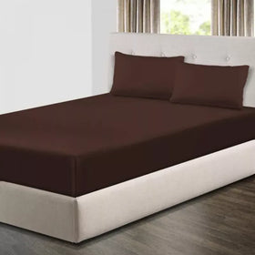 Jersey Fitted Sheet – 100% Cotton Stretchable Bed Sheet - Dark Brown