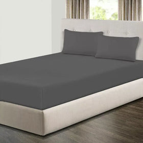 Jersey Fitted Sheet – 100% Cotton Stretchable Bed Sheet - Dark Grey