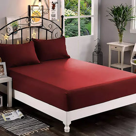 Jersey Fitted Sheet – 100% Cotton Stretchable Bed Sheet - Mehroon