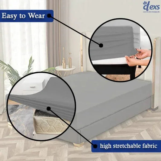 Jersey Fitted Sheet – 100% Cotton Stretchable Bed Sheet – Light Grey