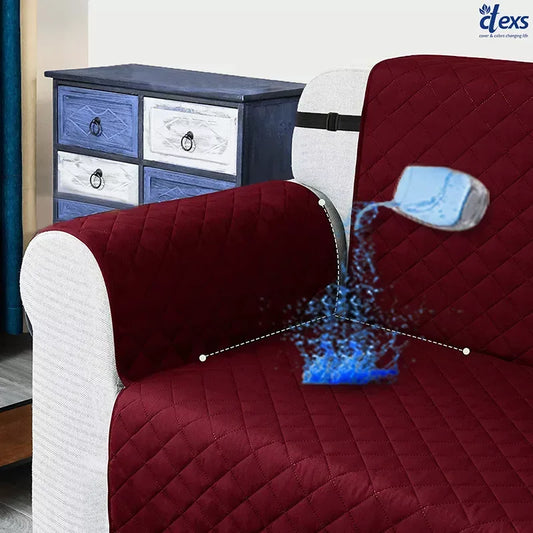 Waterproof Quilted Sofa Cover With Pocket | Mehroon - Ctexs