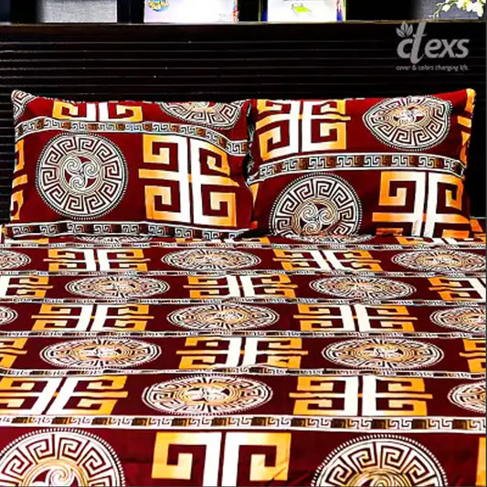 Red Varsace Print Bed Sheet Set - Double Bed King Size