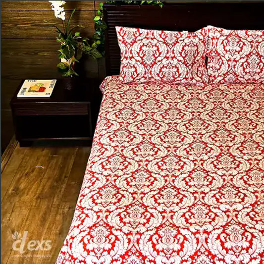 Reddish Crown Bedsheet Set - Double Bed King Size