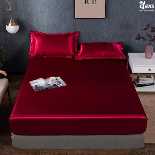 Silk Bed Fitted Sheet - Mehroon