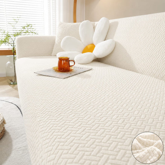 Stripe Jacquard Sofa Cover - Off White