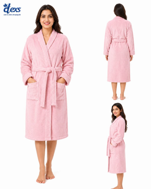 Unisex Fluffy Bathrobe - Baby Pink