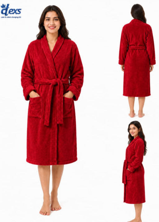 Unisex Fluffy Bathrobe - Mehroon