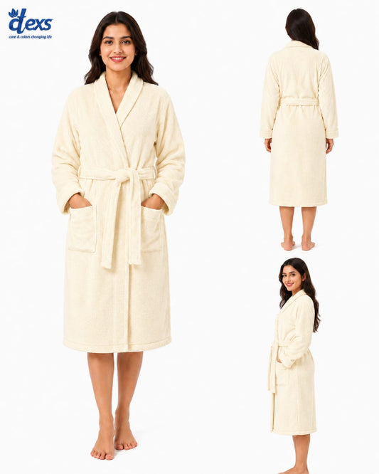 Unisex Fluffy Bathrobe - Vanilla