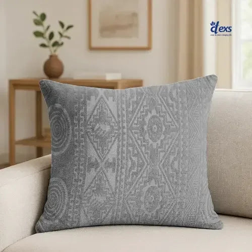Embossed Geometric Jacquard Cushion Covers - Grey