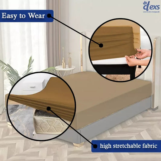Jersey Fitted Sheet – 100% Cotton Stretchable Bed Sheet - Camel Brown