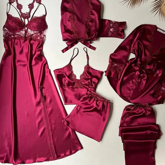 6 Piece Mush Pajama Set - Mehroon