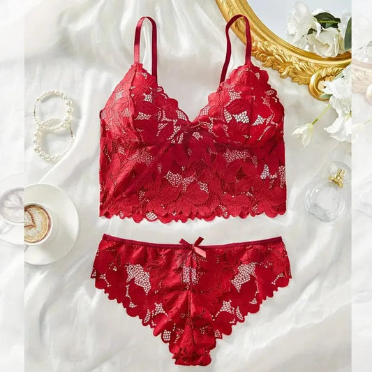 2 piece short camisole set - Red