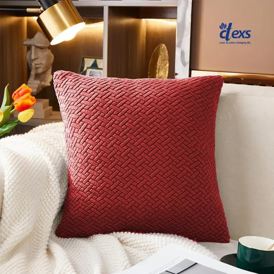 Stripe Jacquard Cushion Covers - Mehroon - Ctexs