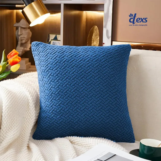 Stripe Jacquard Cushion Covers - Navy Blue - Ctexs