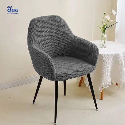Stripe Jacquard Turkish Arm Chair Cover - Grey