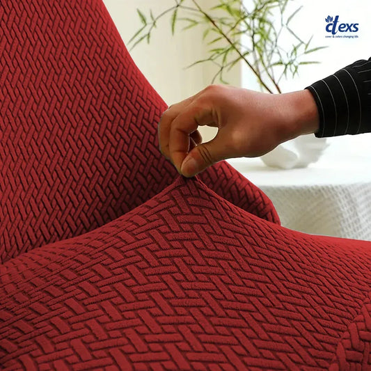 Stripe Jacquard Turkish Chair Cover - Mehroon - Ctexs