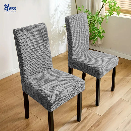 Stripe Jacquard Dining Chair Cover - Grey