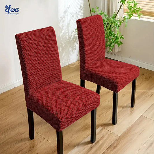 Stripe Jacquard Dining Chair Cover - Mehroon