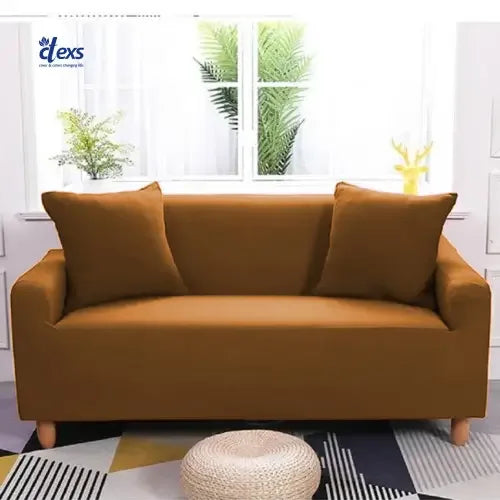 Lycra Jersey Fabric Sofa Cover - Camel Brown - Ctexs