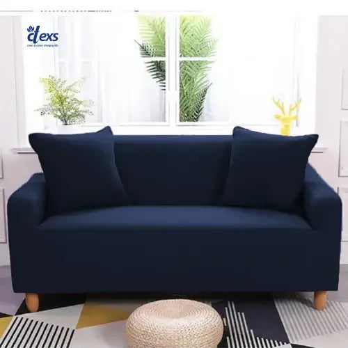 Lycra Jersey Fabric Sofa Cover - Navy Blue - Ctexs