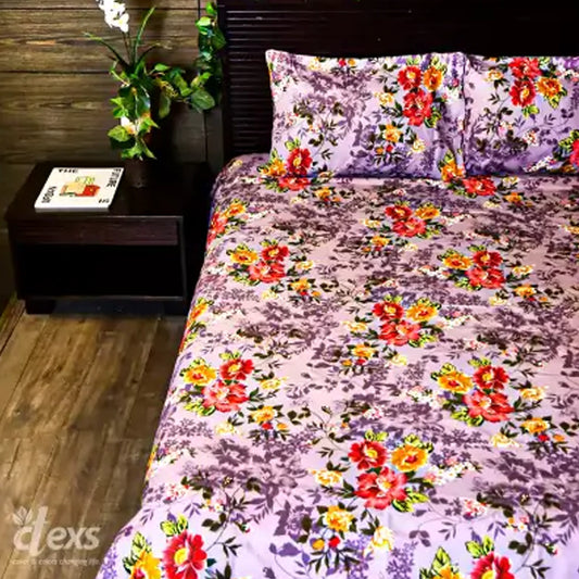 Plum Blossom Bed Sheet Set - Double Bed King Size