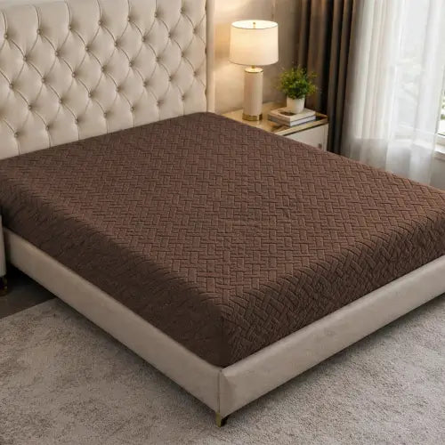 Stripe Jacquard Bed Fitted - Dark Brown