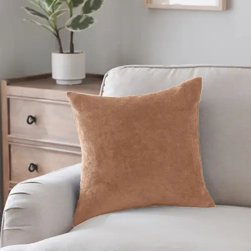 Terry Velvet Cushion Covers - Camel Brown