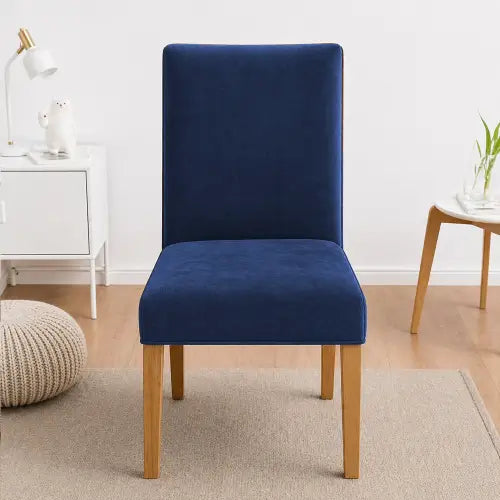 Terry Velvet Dinning Chair Cover - Navy Blue