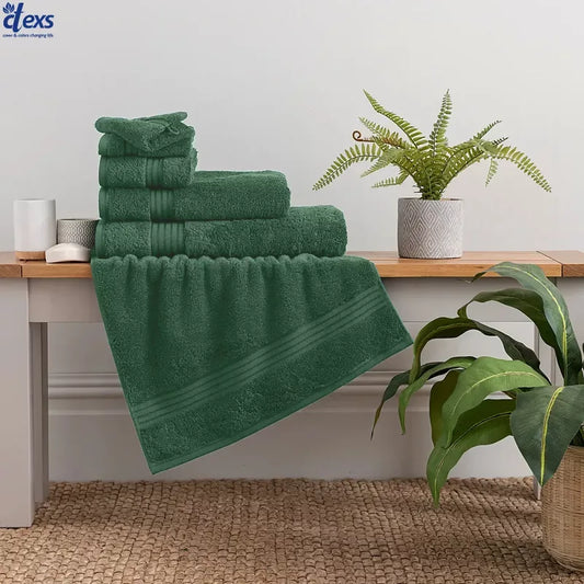 Ctexs Pack of 3, Towel Collection Set - Olive Green