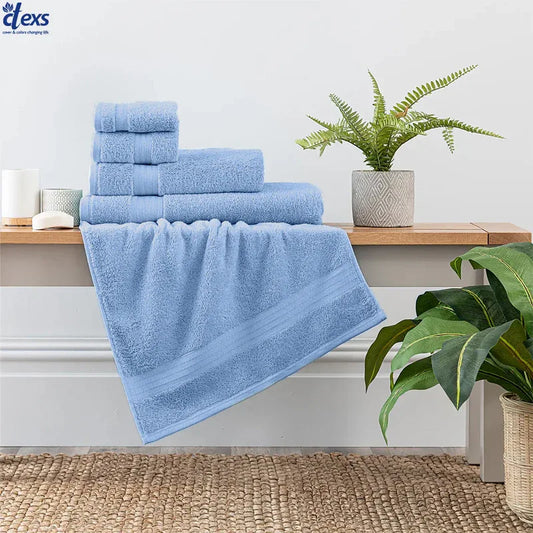 Ctexs Pack of 3, Towel Collection Set - Sky Blue