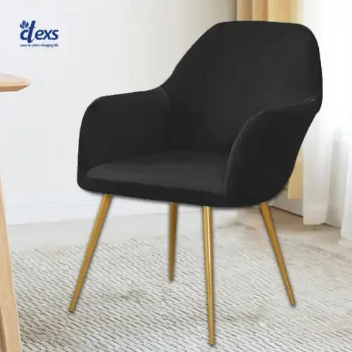 Soft Velvet Turkish Arm Chair Cover - Black - Ctexs