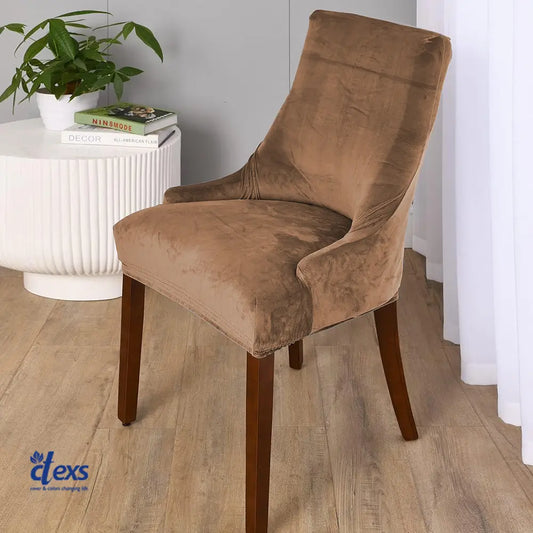 Soft Velvet Turkish Chair Cover - Camel Brown