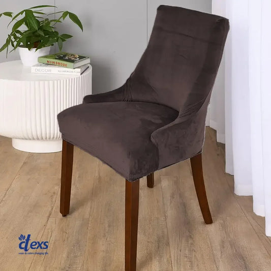 Soft Velvet Turkish Chair Cover - Dark Brown - Ctexs
