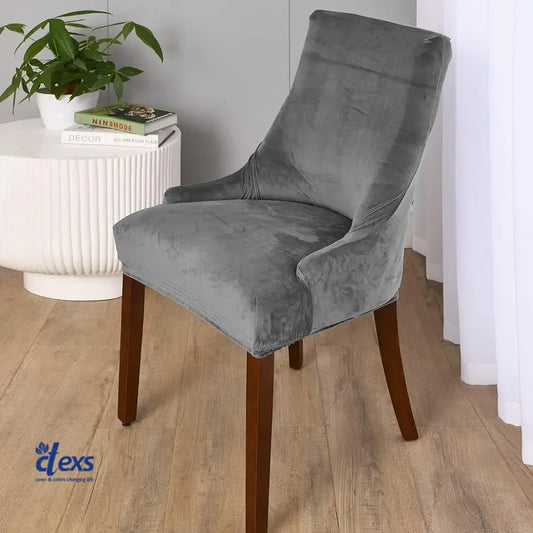 Soft Velvet Turkish Chair Cover - Grey - Ctexs