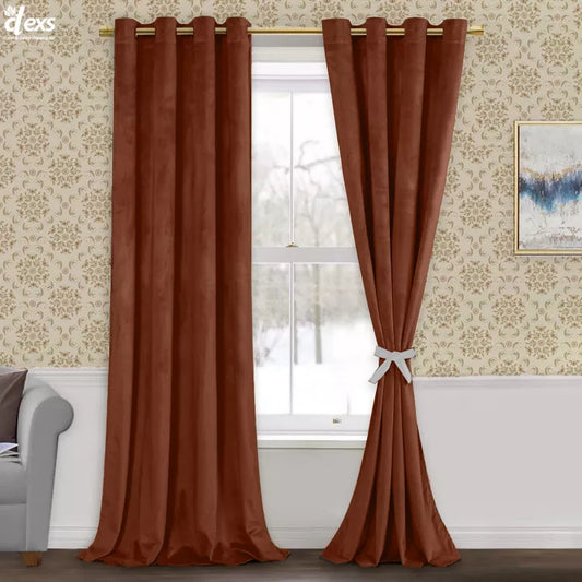 Premium Velvet Curtains | Rust