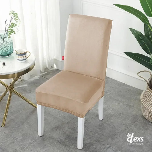 Soft Velvet Dining Chair Cover - Beigh - Ctexs