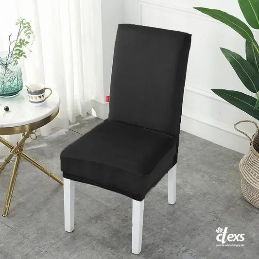Soft Velvet Dining Chair Cover - Black - Ctexs