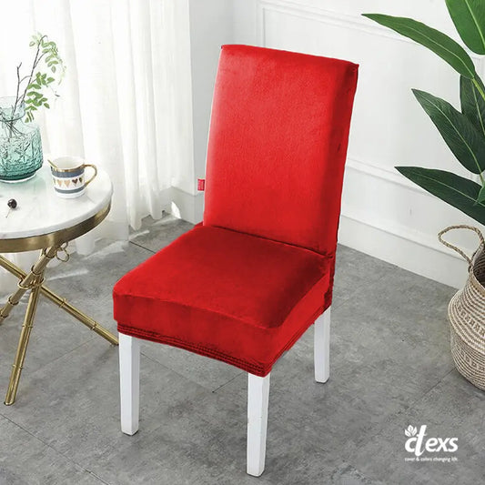 Soft Velvet Dining Chair Cover - Mehroon