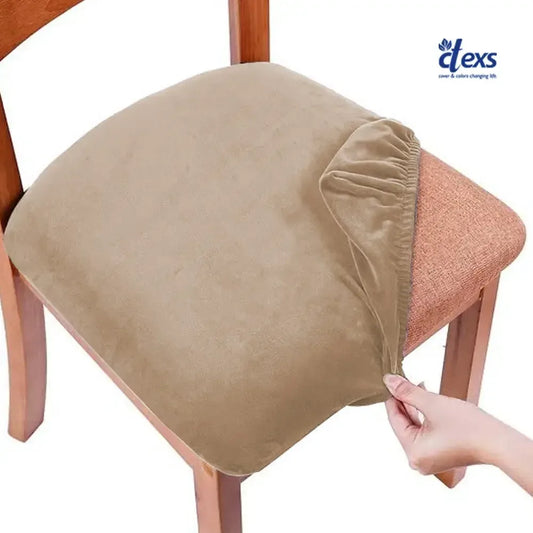 Soft Velvet Dining Chair Seat Cover - Beigh - Ctexs