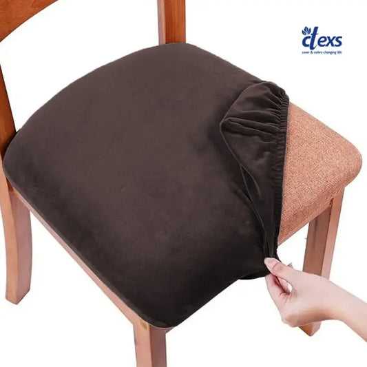 Soft Velvet Dining Chair Seat Cover - Dark Brown - Ctexs