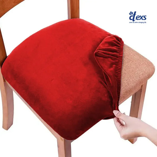 Soft Velvet Dining Chair Seat Cover - Mehroon - Ctexs