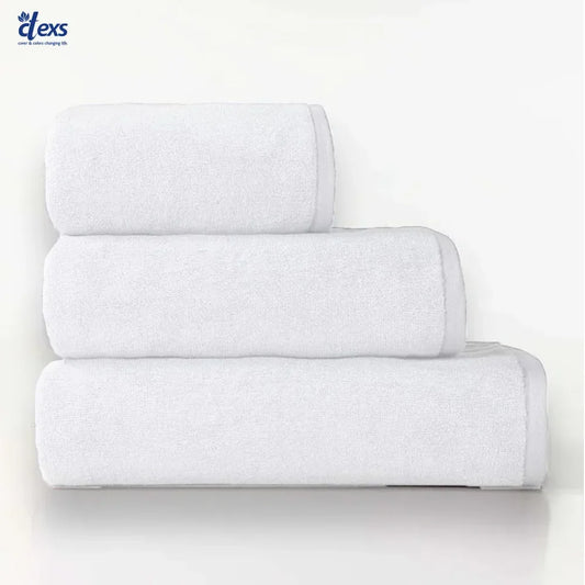 Pure Microfiber Yarn Dyed White 3 PCs Towel Set - Ctexs