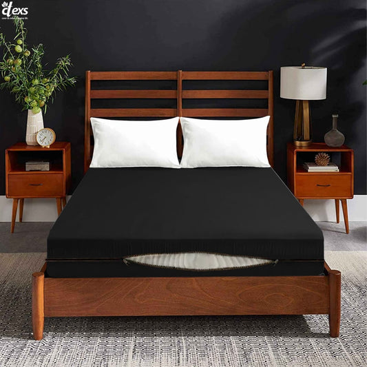 Jersey Zipper Bed Fitted Sheet - Black